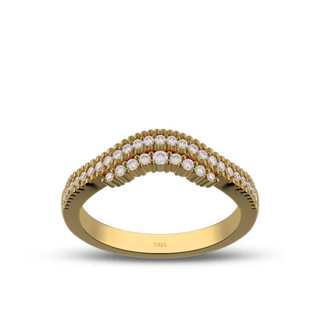 Round Cut Diamond White Sterling Silver Yellow Gold Wedding Ring